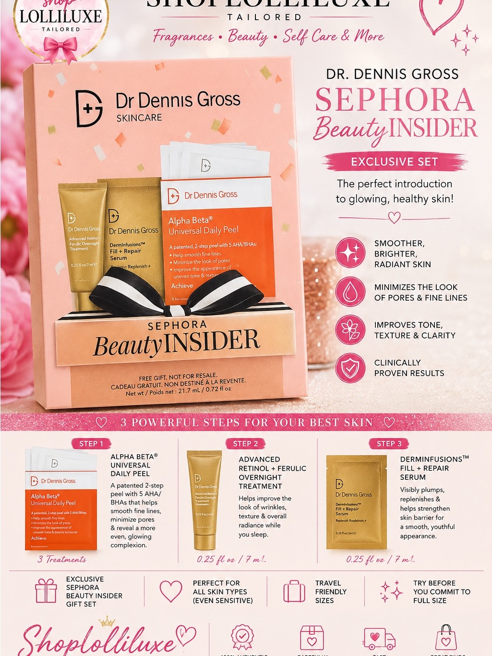 Dr. Dennis Gross Pink Sephora Beauty Insider Skincare Peel Set